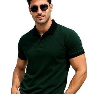 Veirdo® Pure Cotton Half Sleeves Regular Fit Plain Solid Classic Polo Collar T-Shirt for Men & Boys (Color Options- Black, Maroon & Olive)