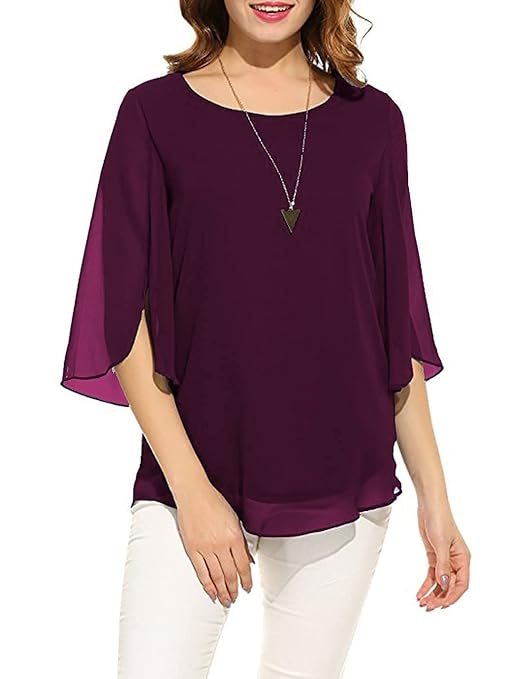 PLADO Women's and Girls Georgette Top Maroon - Image 3